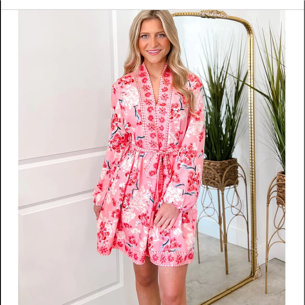 Mint Pink Floral Mini Dress